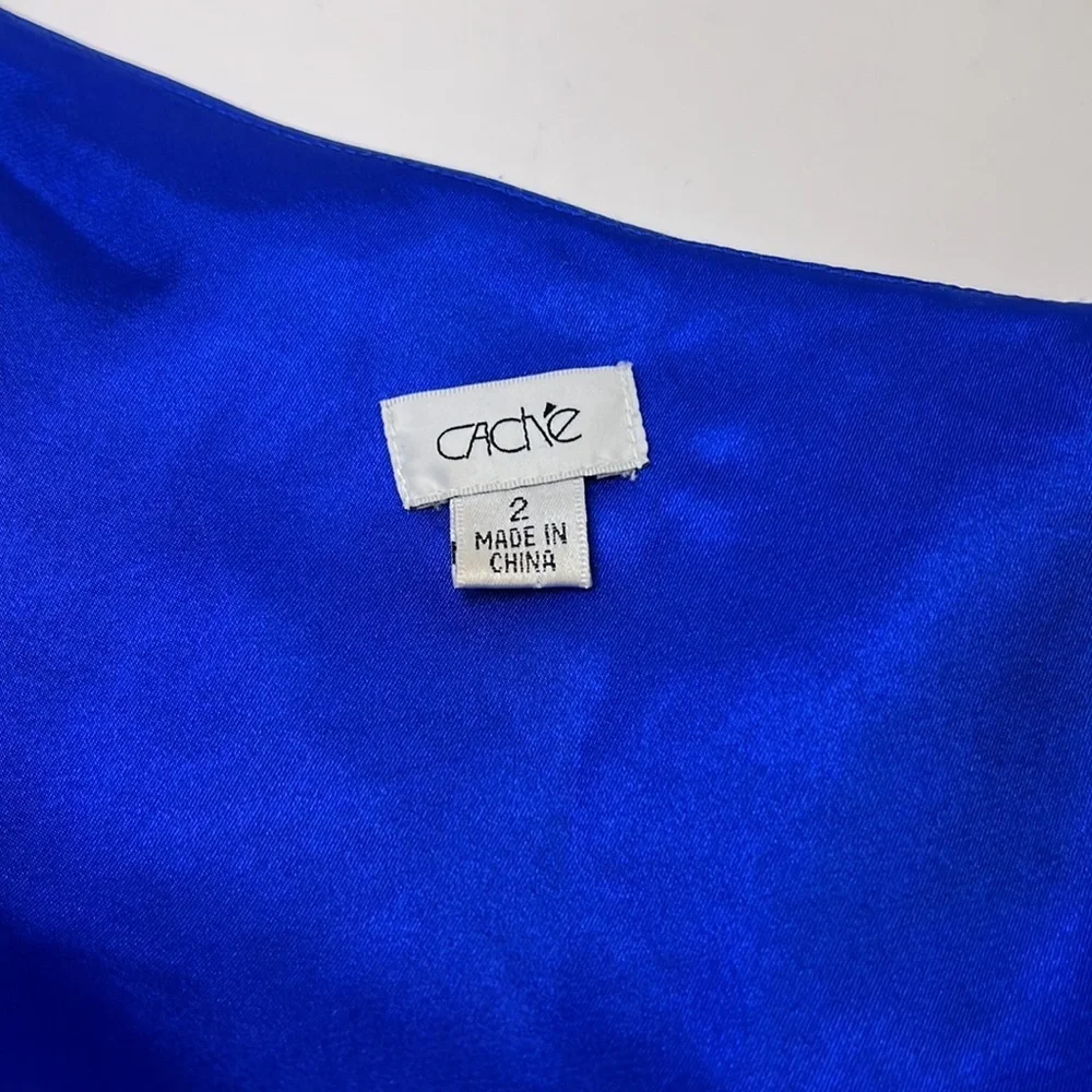 Caché Cobalt Blue One Shoulder Draped Dress